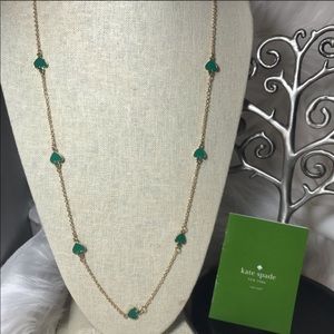 Kate Spade Green and Gold Spade Long Necklace